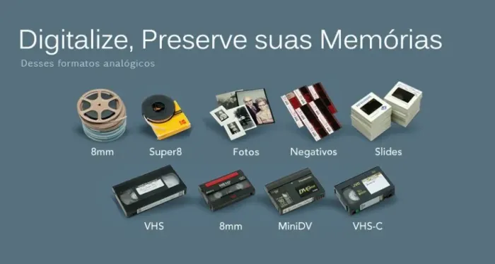 Conversão de VHS para MP4, super 8, mini dv e restauração de fotos