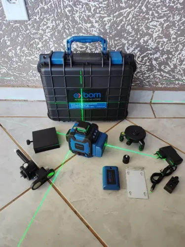 Nível Laser Verde 4d 16 Linhas Com Acessórios