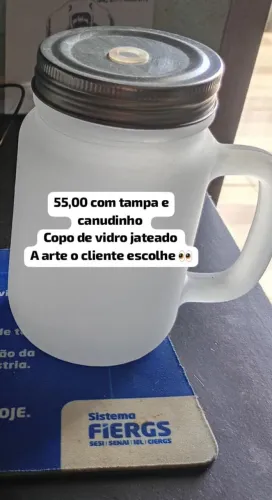 Copo de vidro jateado personalizado 