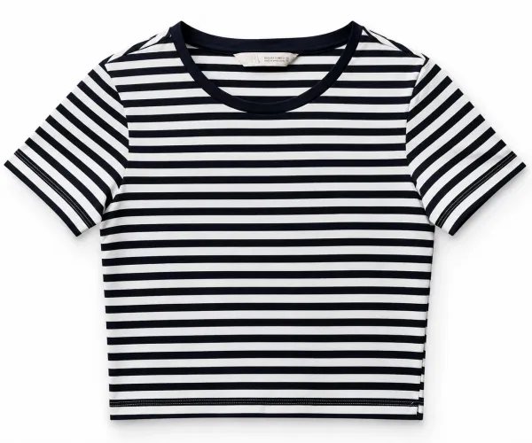Camiseta Zara Feminina Listrada Preta e Branca - Tam. P (S)