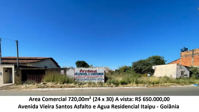 Leia a descrição: Area Comercial 720,00m² (Avenida Vieira Santos) Residencial Itaipu