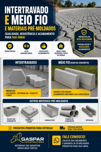 VENDA DE PRE MOLDADOS EM GERAL - MEIO FIOS E INTERTRAVADOS - ENTREGA EM TERESINA E REGIÃO