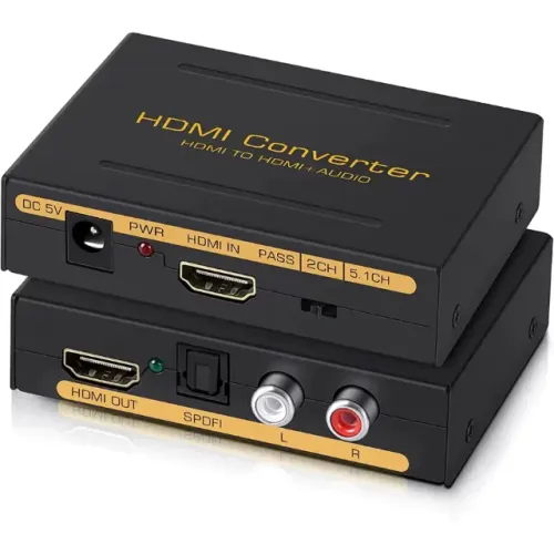 Conversor Extrator de Áudio HDMI 4K 60 Hz - HDMI + SPDIF + RCA L/R | PS5, Xbox Series X