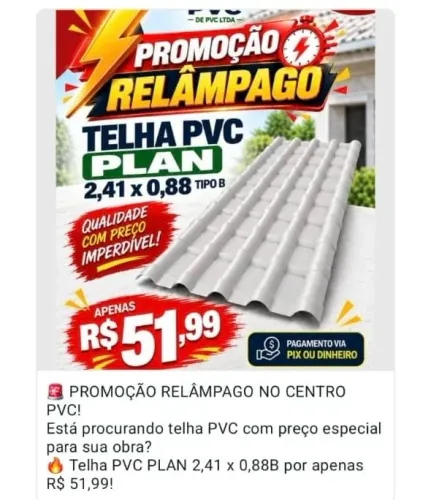 Super Promoção de telhas PVC