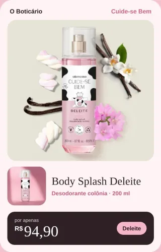 Vende-se Body Splash linha cuide-se bem deleite O Boticario