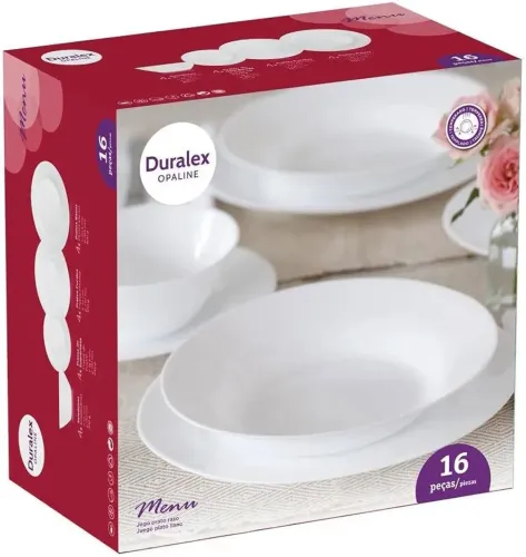 Aparelho de Jantar, Menu, 16 Peças, Branco, Duralex