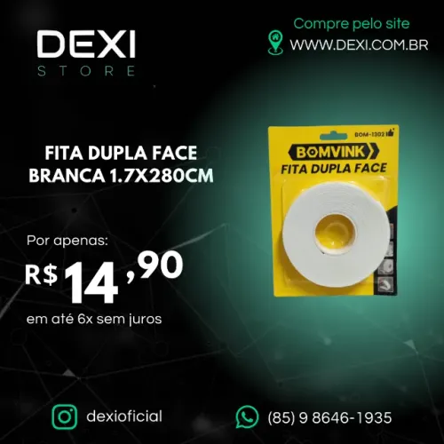 FITA DUPLA FACE BRANCA 1.7X280CM