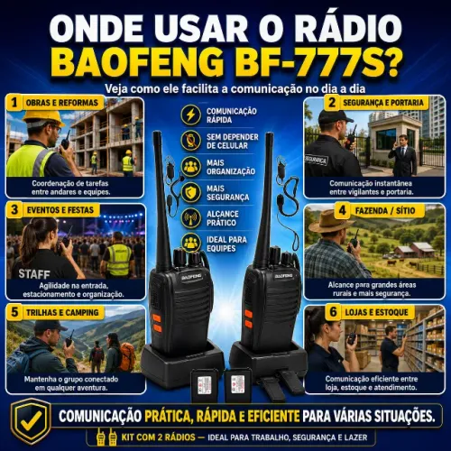 Kit 2 Rádios Comunicadores Baofeng BF-777S ? ENTREGA GRÁTIS