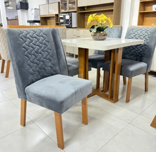 Mesa de jantar Louis 100% MDF COM VIDRO 