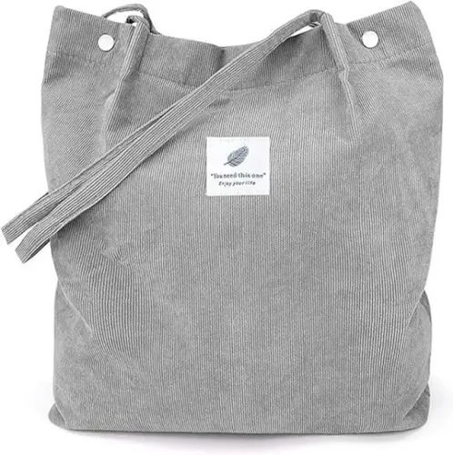 Bolsa feminina de veludo cotelê, bolsa de ombro pequena com bolso interno - Nova