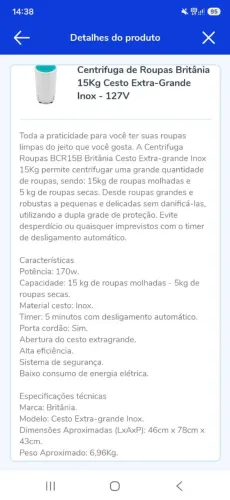 Centrífuga de roupa