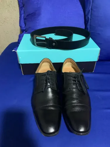 Sapato social conforto e cinto social preto n39