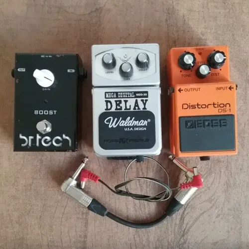 Combo Pedais Guitarra: Boss DS-1 Distortion + Br Tech Boost + Delay Waldman Mega Digital 