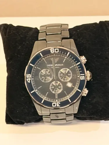 Relógio Emporio Armani Ceramica AR1451 Estilo Diver Azul e Preto Original