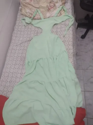Vestido verde água longo de festa