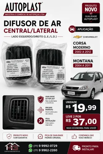 DIFUSOR AR CENTRAL CORSA 2002/14 / MONTANA 2014 NOVO
