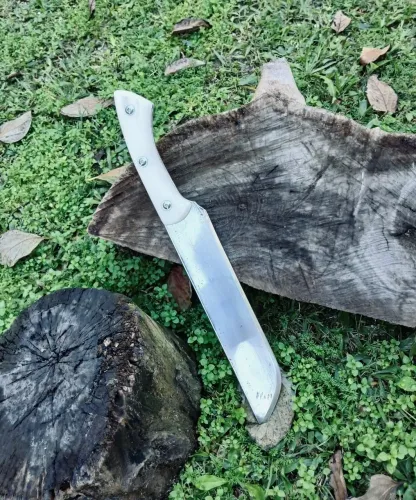 Faca Artesanal Pra Cozinha Em Aço Inox 316 Com Cabo Tequinil