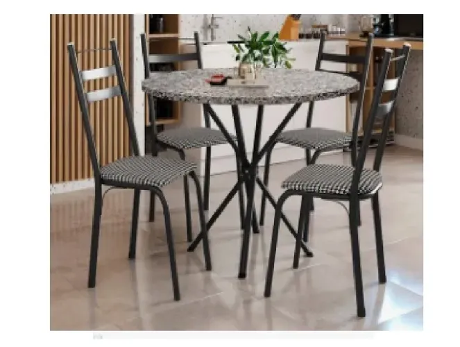 Mesa de jantar 4 cadeiras granito - Capri