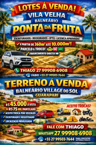 Praias Terreno à venda-Balneário Village, Guarapari, Tamanho: 300m² , parcelo, escriturado