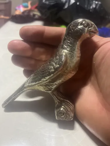 Estatueta Vintage de Canário em Metal Maciço - Pesada e Decorativa