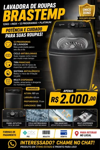 Lavadora de roupas Brastemp 12kg