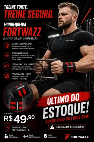 Munhequeira Fortwazz Alta Compressão para Academia Crossfit