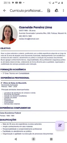 Escrevente cartorária com excelente currículo e experiência 
