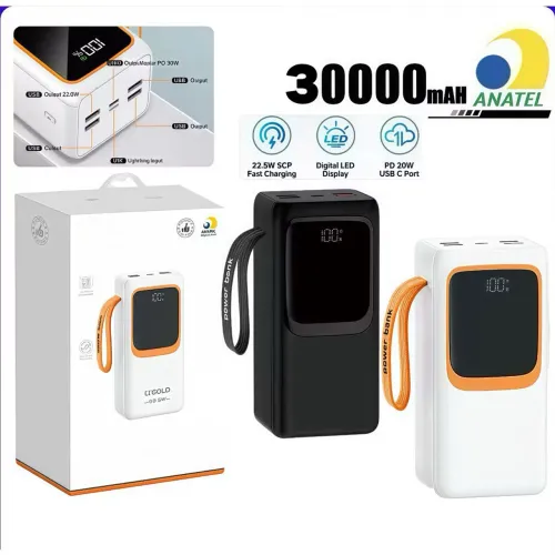 Power Bank 30000mAh Carregador Portátil Rápido Bateria Externa Universal