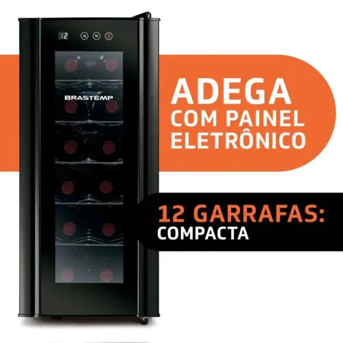 Adega De Vinhos Brastemp Para 12 Garrafas Com Painel Touch BZC12BE Preto