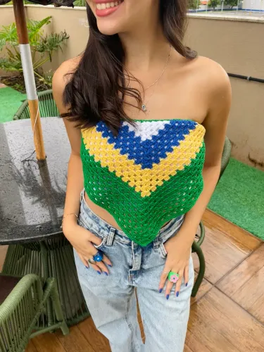 Lenço Brasil de Crochê