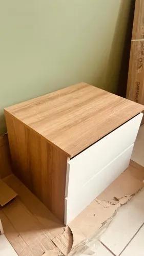 Balcão para Banheiro 2 Gavetas com tampo - branco e marrom (nunca instalado)