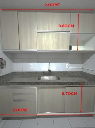 MÓVEL COZINHA EM MDF - AMADEIRADO MARFIM