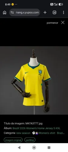CAMISA FEMININA DO BRASIL VERSÃO JOGADORA E VERSÃO TORCEDORA AMARELA