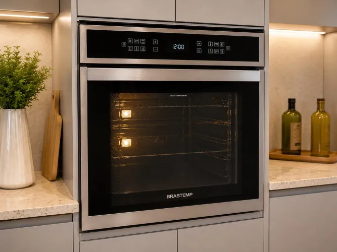 Forno de Embutir Elétrico Brastemp 84L Inox Touch Meat Control 220V BO184ARBNA