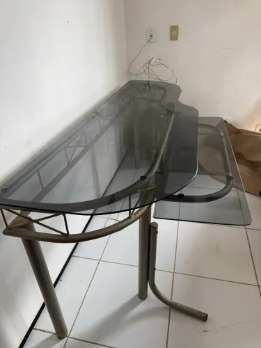 Mesa de vidro personalizada, estudo, para computador,