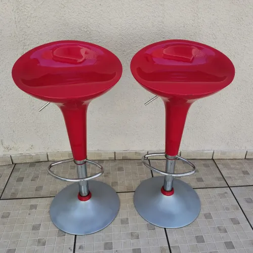 Banqueta vermelha giratória 2 unidades 