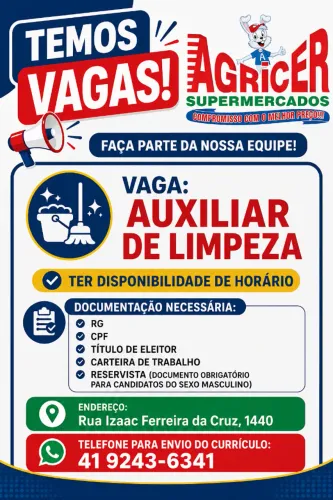 Vaga de emprego - bairro Pinheirinho