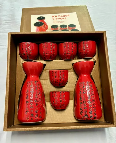 Kit para Saquê, kit para beber saque , kit saque vermelho, 