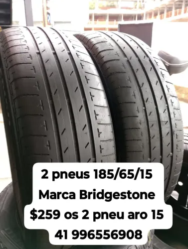 Pneus 185/65/15 marca Bridgestone $259 os 2 pneu aro 15 roda muito ainda não é remold