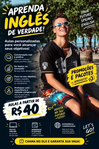 Aulas de Inglês - R$ 40