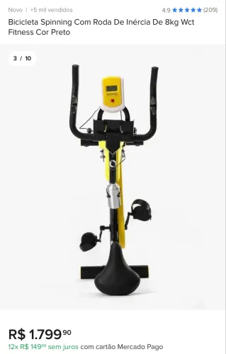 Bicicleta spinning com rodas de inércia 