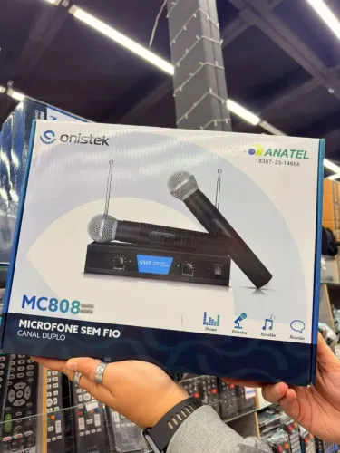 Kit 2 Microfone Sem Fio Canal Duplo