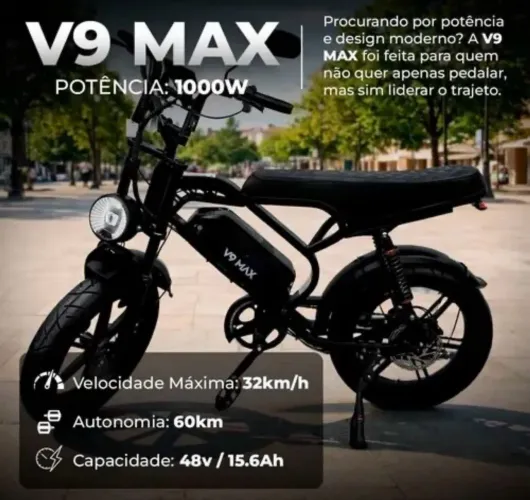 Bike Elétrica V9 MAXX 1000W (ZERO KM-SOMOS LOJA)