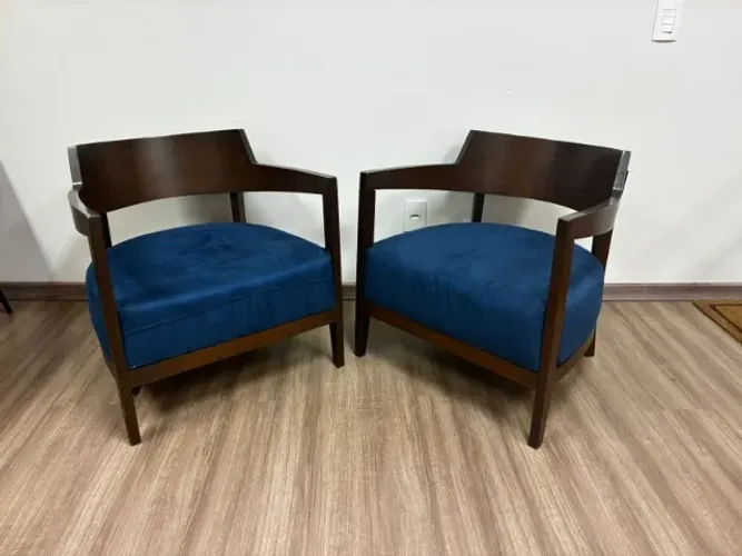 Par de Poltronas Estofadas Azul Marinho