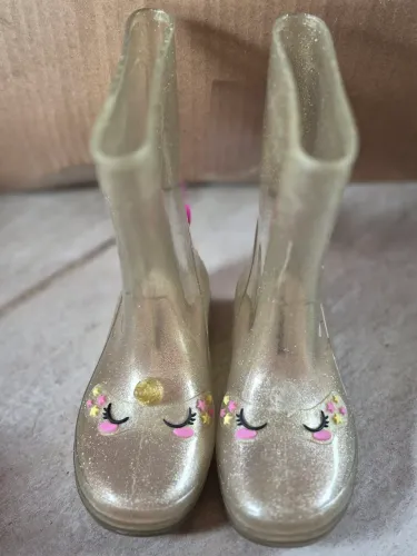 Bota galocha dourada unicórnio ludique tam 25/26 (uma está sem o chifre do unicornio)