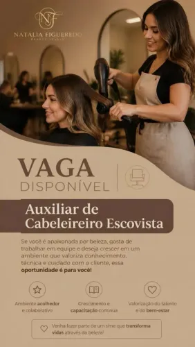 Vaga para auxiliar de cabeleireiro escovista
