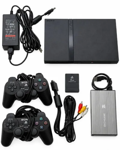 Playstation 2 com 31 jogos e 2 controles