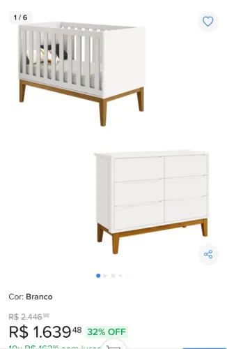 Berço/cama e cômoda Classic