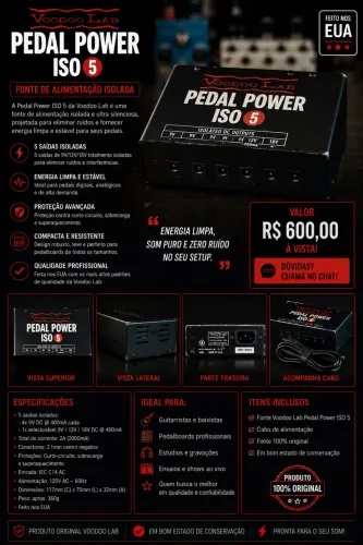 Fonte para pedais Voodoo lab ISO Power 5