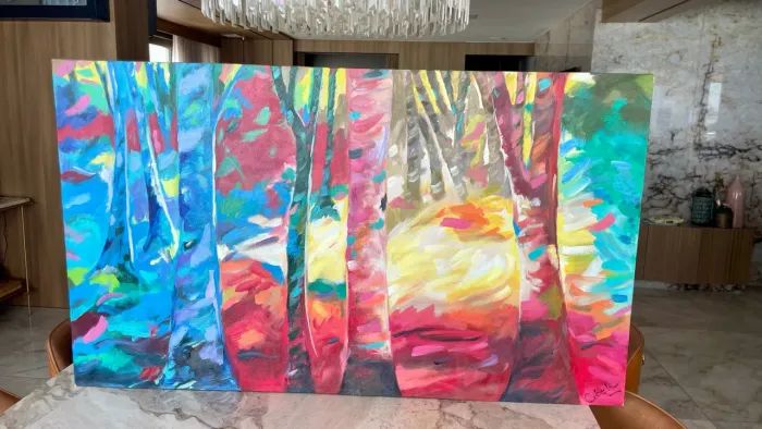 Quadro moderno com paisagem estilizada